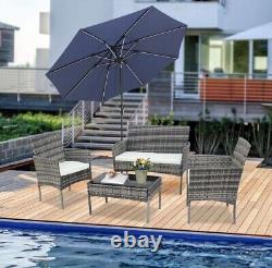 Rattan Outdoor Garden Furniture Set Patio Conversation Set with Coffee Table