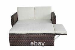 Rattan Outdoor Garden Patio Wicker Furniture Set Sun Bed Sofa 2 Seater Lounger