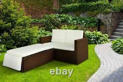 Rattan Outdoor Garden Sofa Furniture Love Bed Patio Sun bed 2 seater Brown New