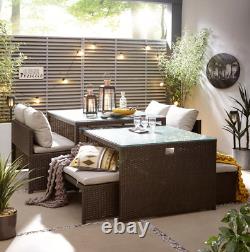 Rattan Patio Dining Set Garden Furniture Cube Set Sofa Table and Chairs Outdoor