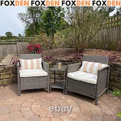 Rattan Sofa Armchair Set Grey Garden Patio Furniture Chairs Cushions Table Seat