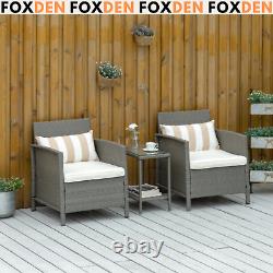 Rattan Sofa Armchair Set Grey Garden Patio Furniture Chairs Cushions Table Seat