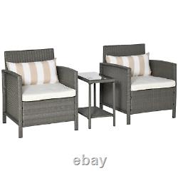 Rattan Sofa Armchair Set Grey Garden Patio Furniture Chairs Cushions Table Seat