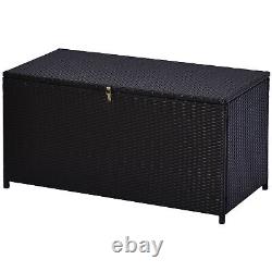 Rattan Storage Box Garden Weave Furniture Patio Cabinet Waterproof Dark Brown