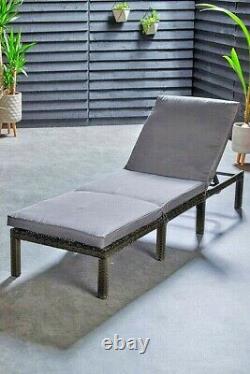 Rattan Sun Lounger Day Bed Recliner Garden Patio Furniture Outdoor Indoor Wicker