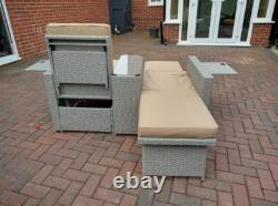 Rattan Sun Lounger Set Garden Patio Furniture Wicker Table 2 Seat Day Bed Chairs