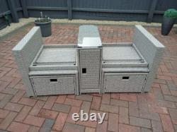 Rattan Sun Lounger Set Garden Patio Furniture Wicker Table 2 Seat Day Bed Chairs
