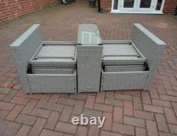Rattan Sun Lounger Set Garden Patio Furniture Wicker Table 2 Seat Day Bed Chairs