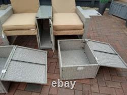 Rattan Sun Lounger Set Garden Patio Furniture Wicker Table 2 Seat Day Bed Chairs