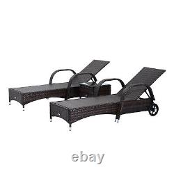 Rattan Sun Lounger Wicker Sofa Chair Table Set Garden Reclining Patio Furniture
