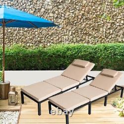 Rattan Sun Lounger withThick Mattress outdoor garden bed Garden Furniture Patio