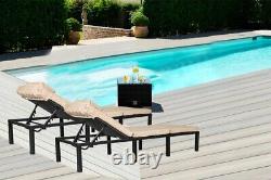 Rattan Sun Lounger withThick Mattress outdoor garden bed Garden Furniture Patio