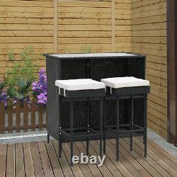 Rattan Wicker Garden Furniture 3 Set Stool Bar Table Patio Outdoor Conservator