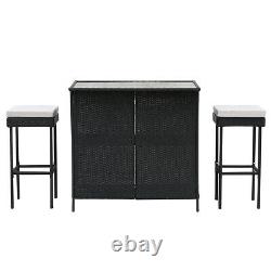 Rattan Wicker Garden Furniture 3 Set Stool Bar Table Patio Outdoor Conservator