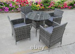 Rattan Wicker Garden Outdoor Bistro 4 Table And Chairs Furniture Patio Set Grey