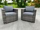 Rattan Wicker Garden Outdoor X2 Single Chairs Furniture Patio Dining Set Grey