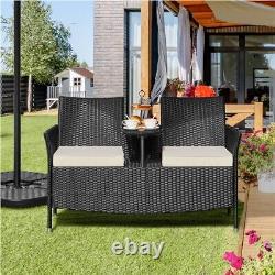Rattan love Seat for Garden, 2 Seater Wicker Patio Conversation Furniture Set