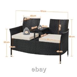 Rattan love Seat for Garden, 2 Seater Wicker Patio Conversation Furniture Set
