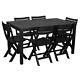 Rectangle Garden Plastic Patio Dining Table & Folding Chairs Outdoor Furniture