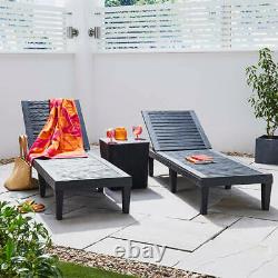 Resin Recliner Sun Lounger Day Bed Chair Outdoor Garden Patio Furniture