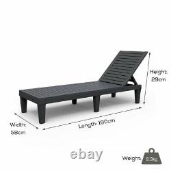 Resin Recliner Sun Lounger Day Bed Chair Outdoor Garden Patio Furniture