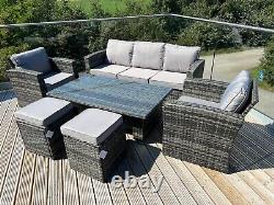 Rhodes Rattan Wicker Luxury Lounge/Dining Set Chair Garden Patio Furniture GREY