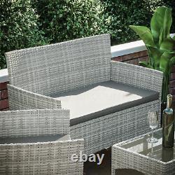 SALE 4 Piece Rattan Set Garden Furniture Patio Outdoor Grey