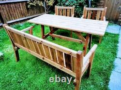 SALE! 5 seater Wooden Garden Patio Furniture set TABLE, BENCH and 2 x CHAIRS