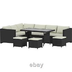 SALE Rattan Garden Furniture Set 9 Seater Sofa Chairs Table Outdoor Patio Black