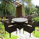 Sfs014 5pcs Rattan Dining Set Garden Patio Furniture 4 Chairs & Round Table