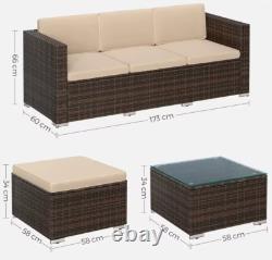 SONGMICS Garden Furniture Set, Outdoor Corner Sofa Couch, Handwoven Rattan Patio