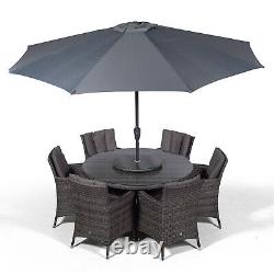 Savannah 6 Seater Round Rattan Garden Dining Table & Chairs Set Patio Furniture