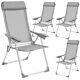 Set 4 Aluminium Folding Garden Chairs Outdoor Camping Patio Furniture Silver New