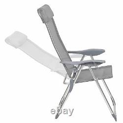 Set 4 Aluminium folding garden chairs outdoor camping patio furniture silver new