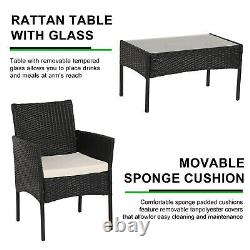 Set of 4 Rattan Garden Chair Furniture Corner Sofa Seating Table Chairs Patio UK