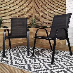 Set of 6 Outdoor Garden Patio Textilene Furniture Chairs in Black