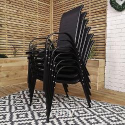 Set of 6 Outdoor Garden Patio Textilene Furniture Chairs in Black