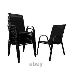 Set of 6 Outdoor Garden Patio Textilene Furniture Chairs in Black