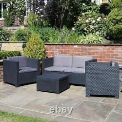 Shaf Plastic Rattan Garden Furniture Outdoor 4pcs Patio Sofa Set Chairs Table