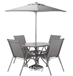 Sicily 4 Seater Garden Furniture Set Table and Chairs Patio Set With Parasol