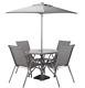 Sicily 4 Seater Garden Furniture Set Table And Chairs Patio Set With Parasol