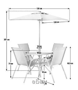 Sicily 4 Seater Garden Furniture Set Table and Chairs Patio Set With Parasol