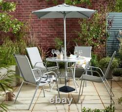 Sicily 4 Seater Garden Furniture Set Table and Chairs Patio Set With Parasol