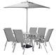 Sicily 6 Seater Garden Furniture Set Table And Chairs Patio Set With Parasol