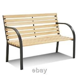 Slatted Garden Bench Seater Wooden Outdoor Patio Park Seating Furniture Seat