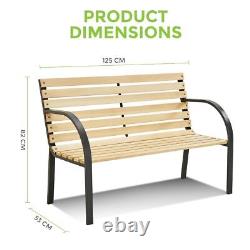 Slatted Garden Bench Seater Wooden Outdoor Patio Park Seating Furniture Seat