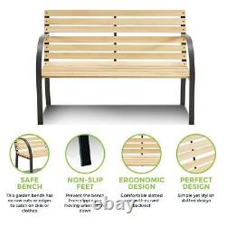 Slatted Garden Bench Seater Wooden Outdoor Patio Park Seating Furniture Seat