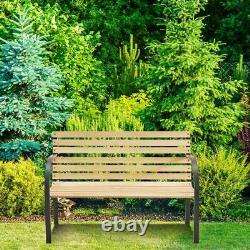 Slatted Garden Bench Seater Wooden Outdoor Patio Park Seating Furniture Seat