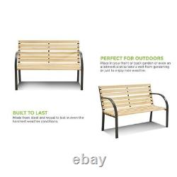 Slatted Garden Bench Seater Wooden Outdoor Patio Park Seating Furniture Seat