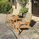Solid Wood Bistro Set Garden Rustic Patio Furniture 2 Seater Wicker Chairs Table